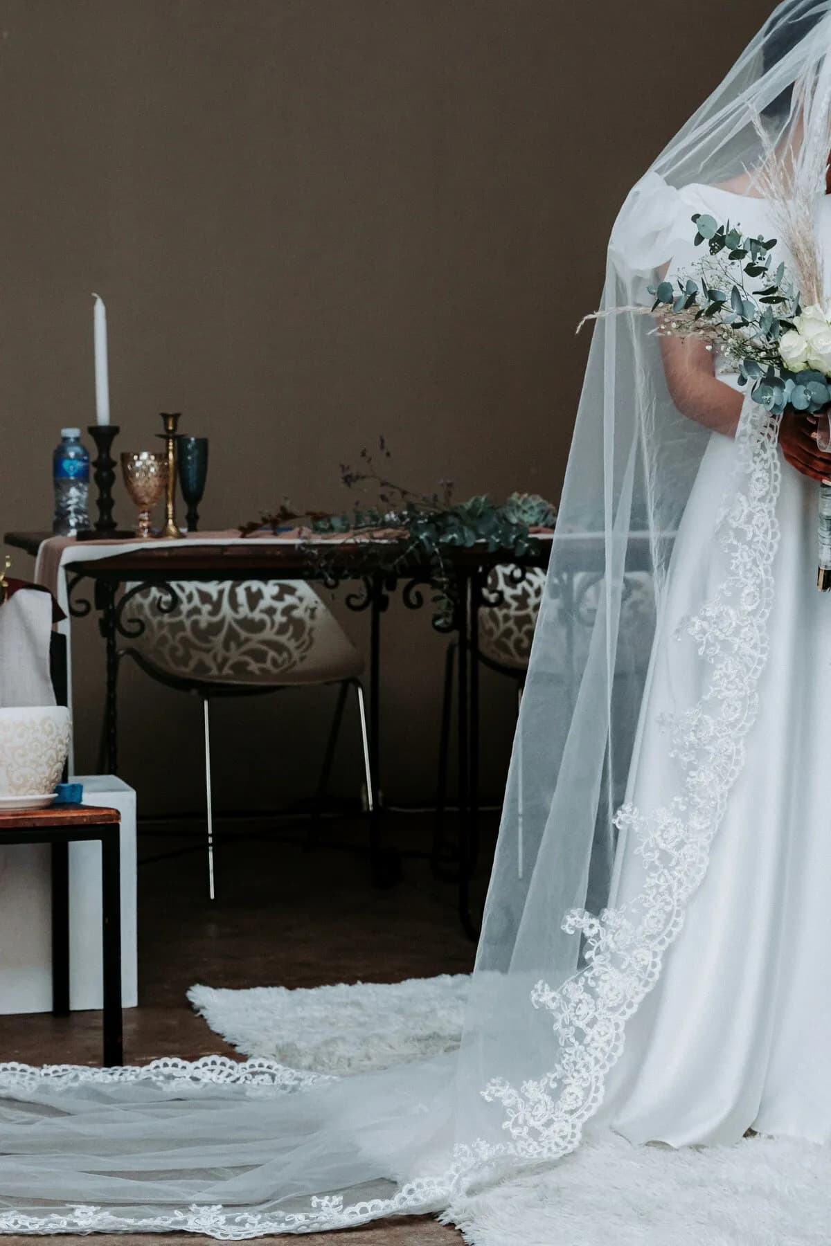 Wedding planner London — elegant bridal dress and bouquet styled by Eshas Events